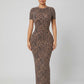 Gia Leopard Ribbed Maxi Dress on model