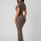 Gia Leopard Ribbed Maxi Dress on model