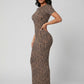 Gia Leopard Ribbed Maxi Dress on model