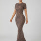 Gia Leopard Ribbed Maxi Dress on model