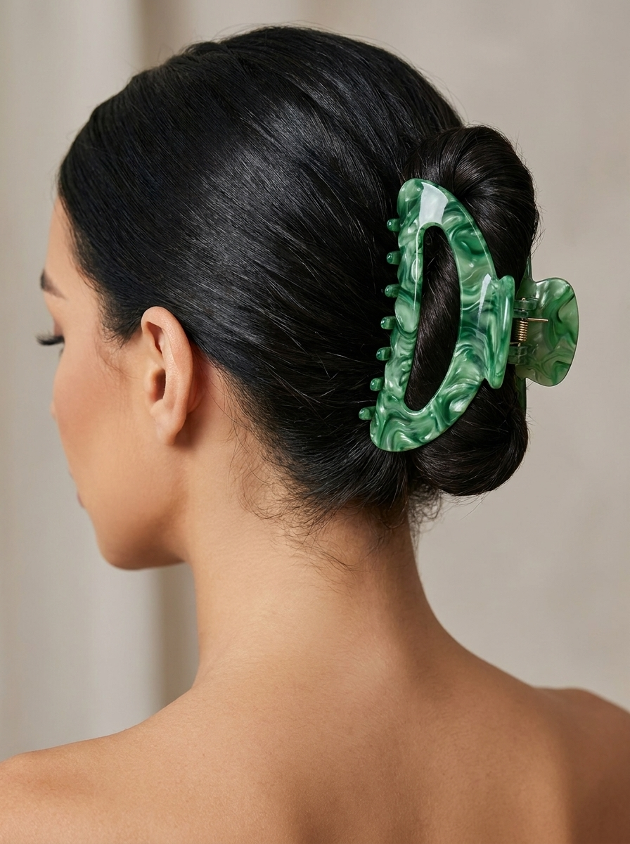 Giada Marble Hair Claw Clip on model