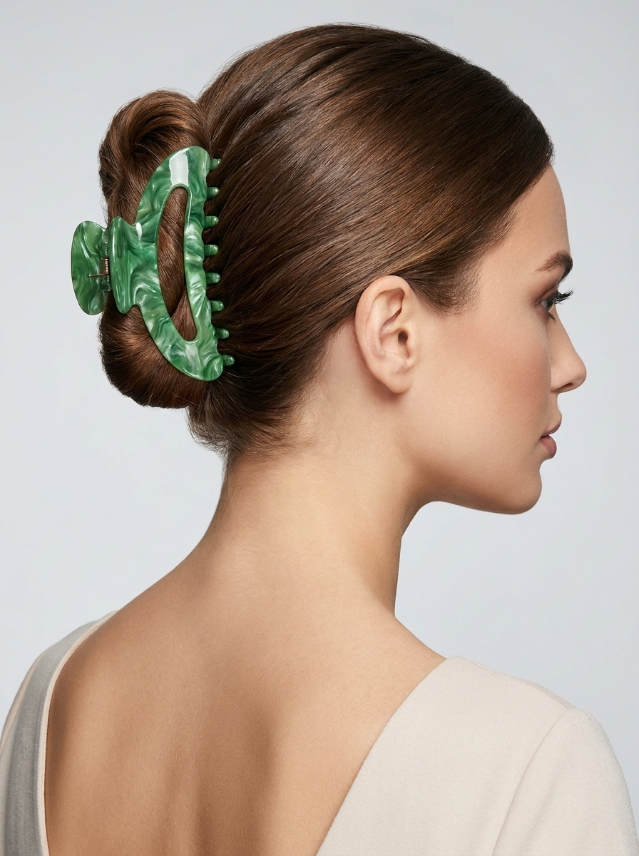 Giada Marble Hair Claw Clip on model