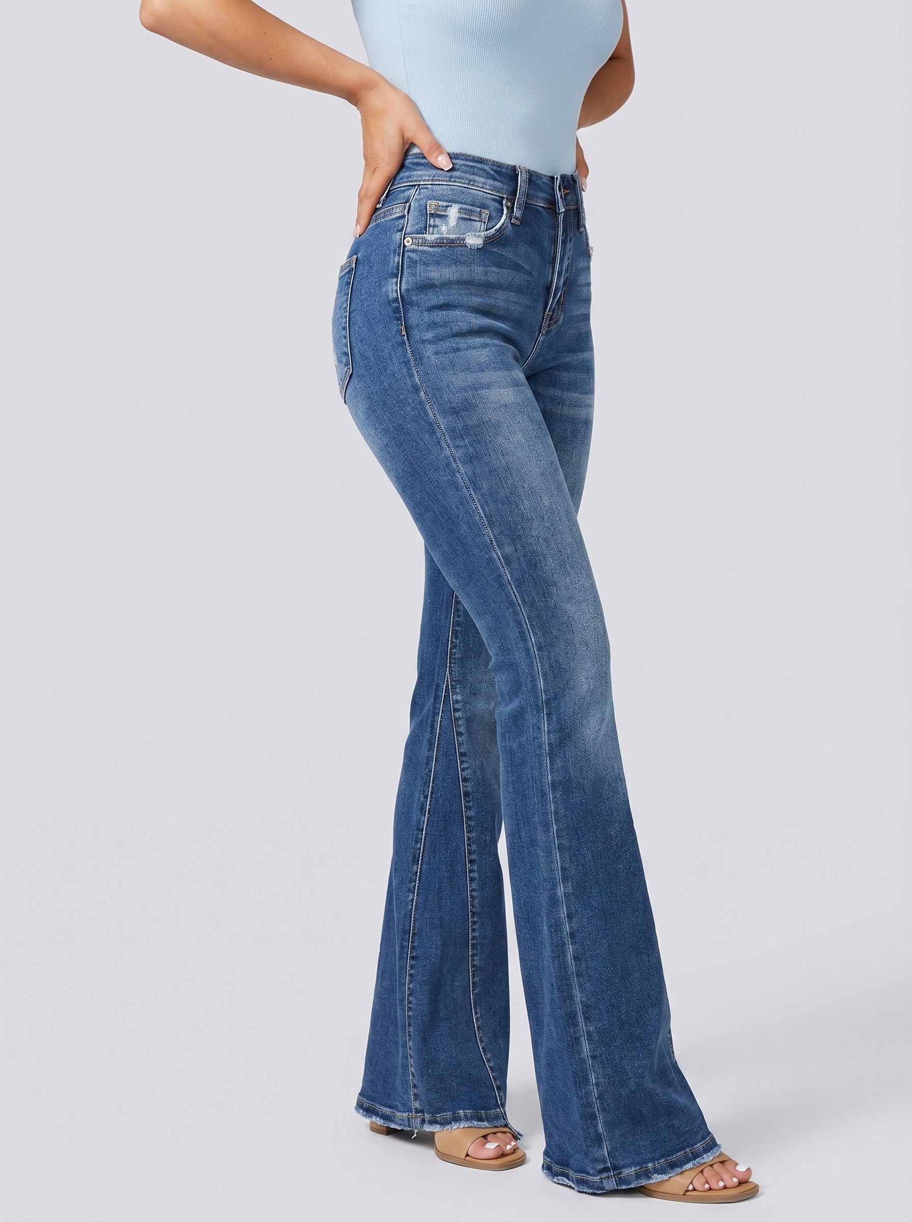 Giada High-Waist Flare Jeans on model