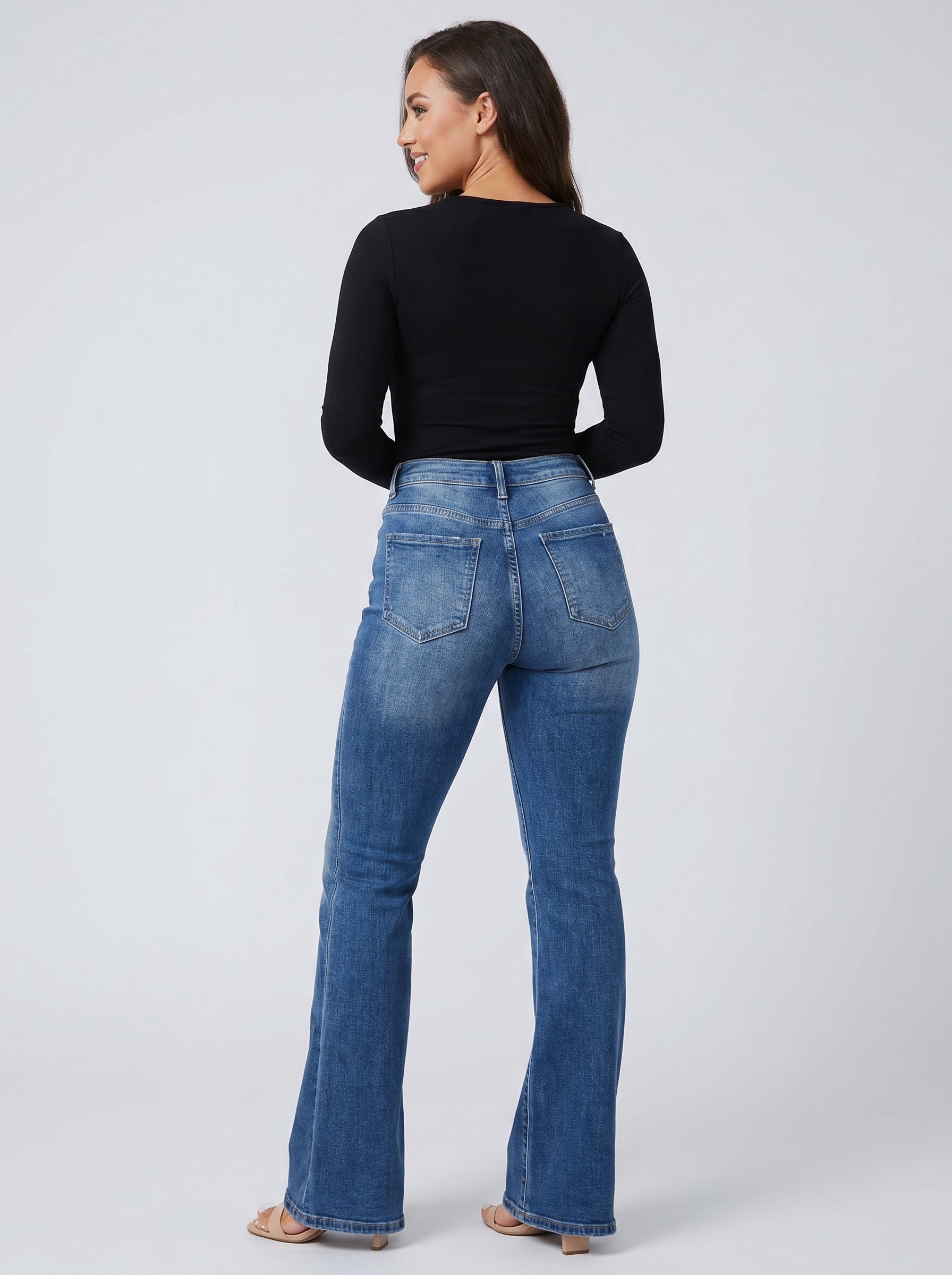 Giada High-Waist Flare Jeans on model