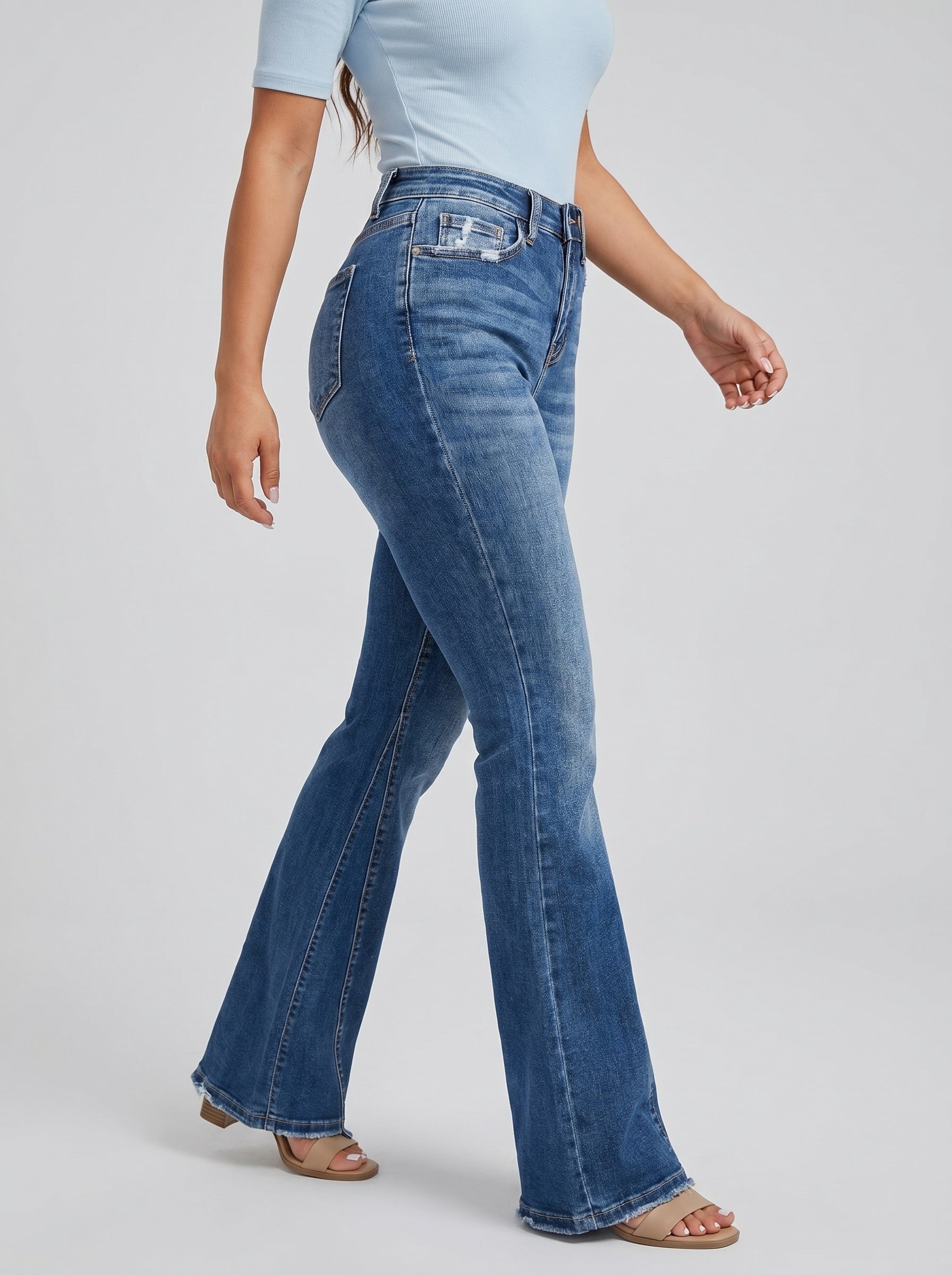 Giada High-Waist Flare Jeans on model