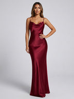 Ginestra Cowl-Neck Satin Slip Dress on model