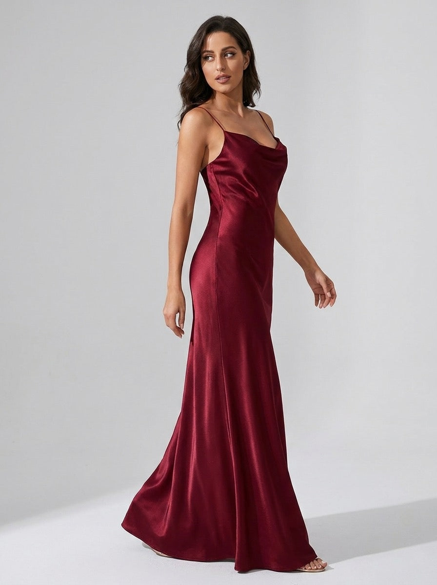 Ginestra Cowl-Neck Satin Slip Dress on model