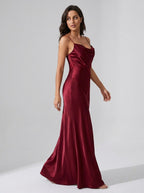 Ginestra Cowl-Neck Satin Slip Dress on model