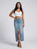 Giordana Denim Maxi Skirt on model