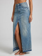 Giordana Denim Maxi Skirt on model