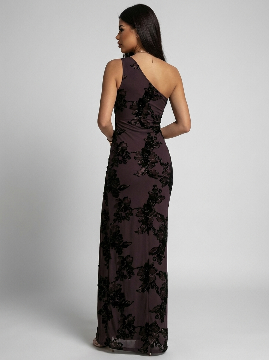 Giulietta One-Shoulder Floral Split Maxi Dress on model