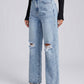 Greta High-Rise Ripped Straight Jeans on model