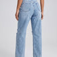 Greta High-Rise Ripped Straight Jeans on model