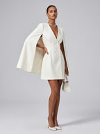 Norma Cape-Sleeve Tuxedo Blazer Mini Dress