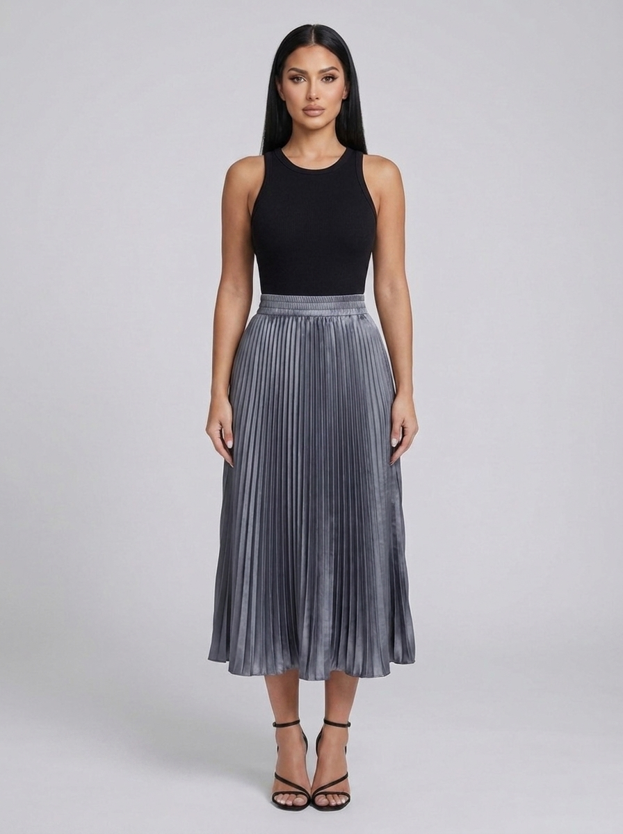 Bellini Pleated Midi Skirt — Grey variant