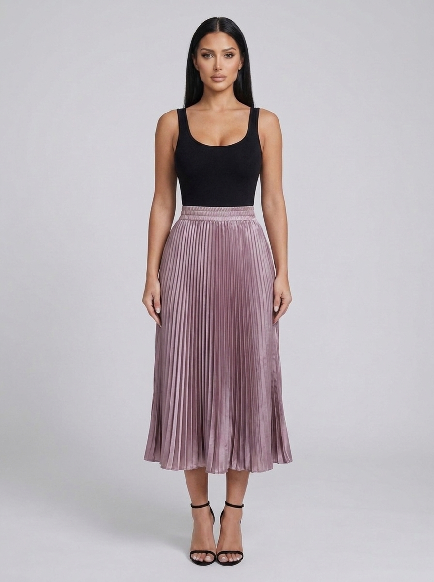 Bellini Pleated Midi Skirt — Mauve variant