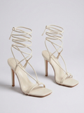Saveria Lace-Up Strappy Stiletto Sandals — Creamywhite variant