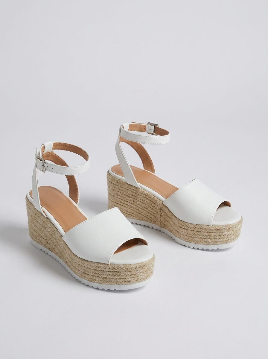 Annunziata Woven Espadrille Wedge Sandals — White variant