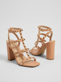 Aurelia Studded Gladiator Block-Heel Sandals — Apricot variant