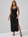 Marisole Crochet Pointelle Maxi Dress — Black variant