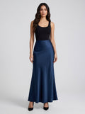 Ilaria Satin Maxi Skirt on model