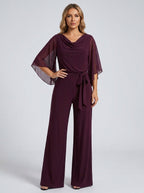 Ippolita Chiffon-Sleeve Wide-Leg Jumpsuit on model