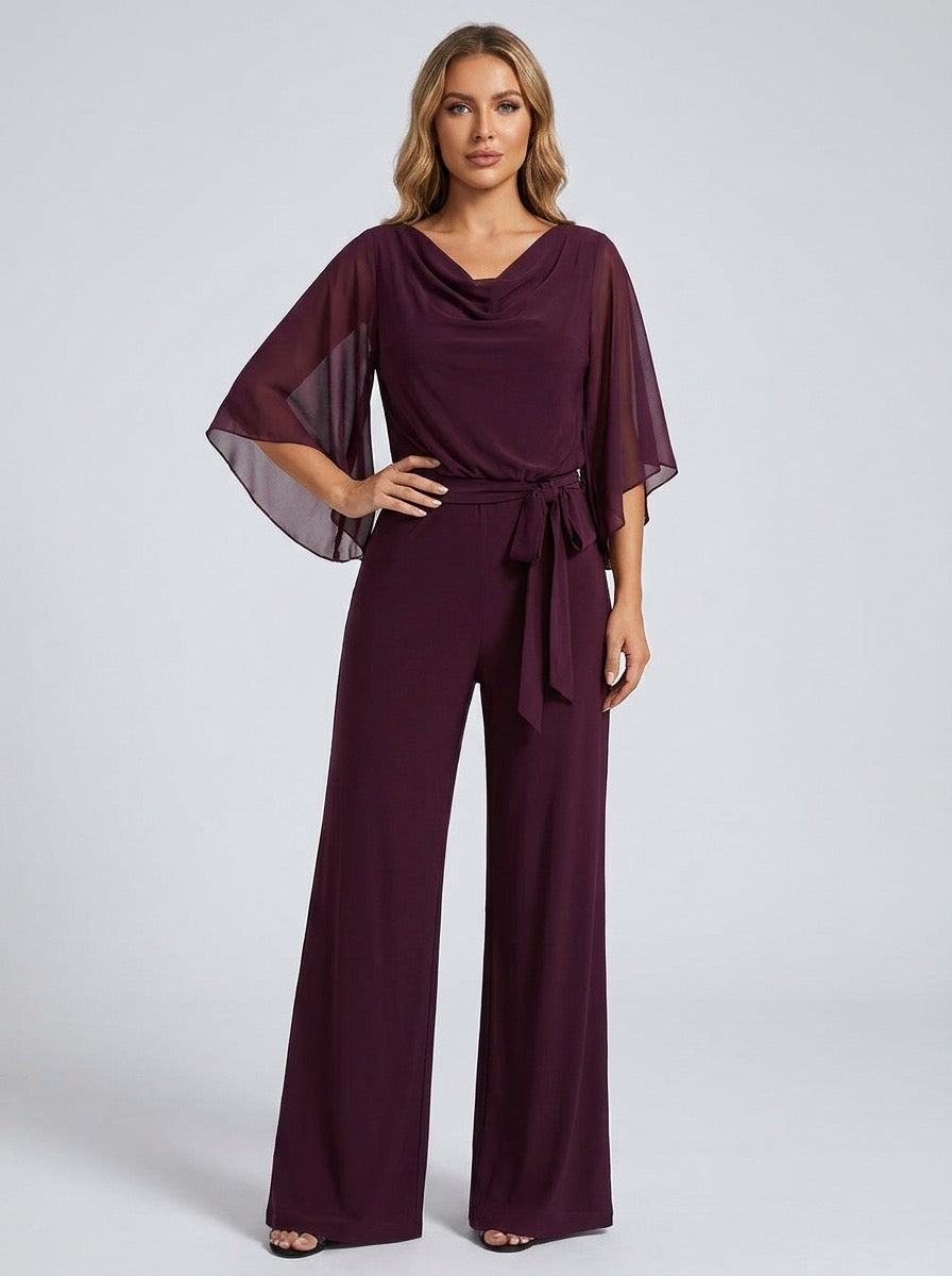 Ippolita Chiffon-Sleeve Wide-Leg Jumpsuit on model