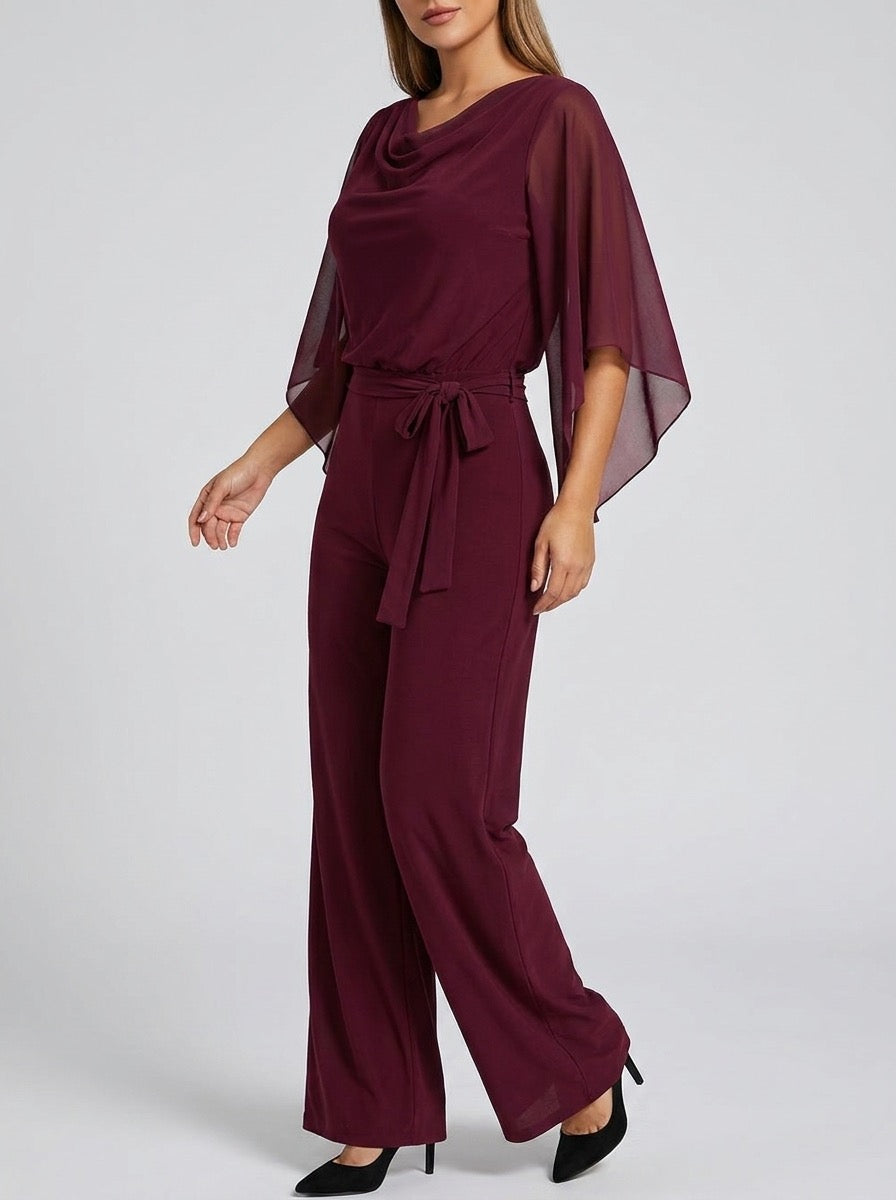 Ippolita Chiffon-Sleeve Wide-Leg Jumpsuit on model