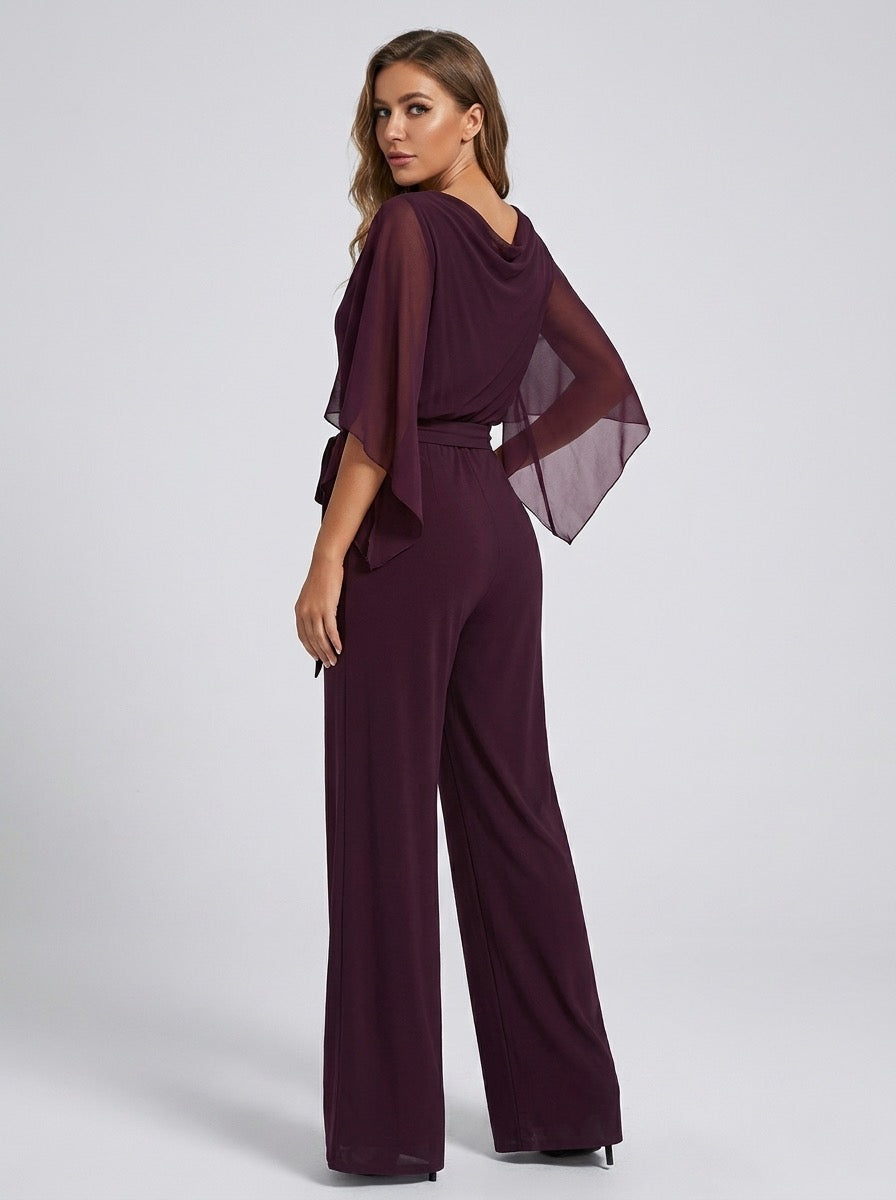 Ippolita Chiffon-Sleeve Wide-Leg Jumpsuit on model