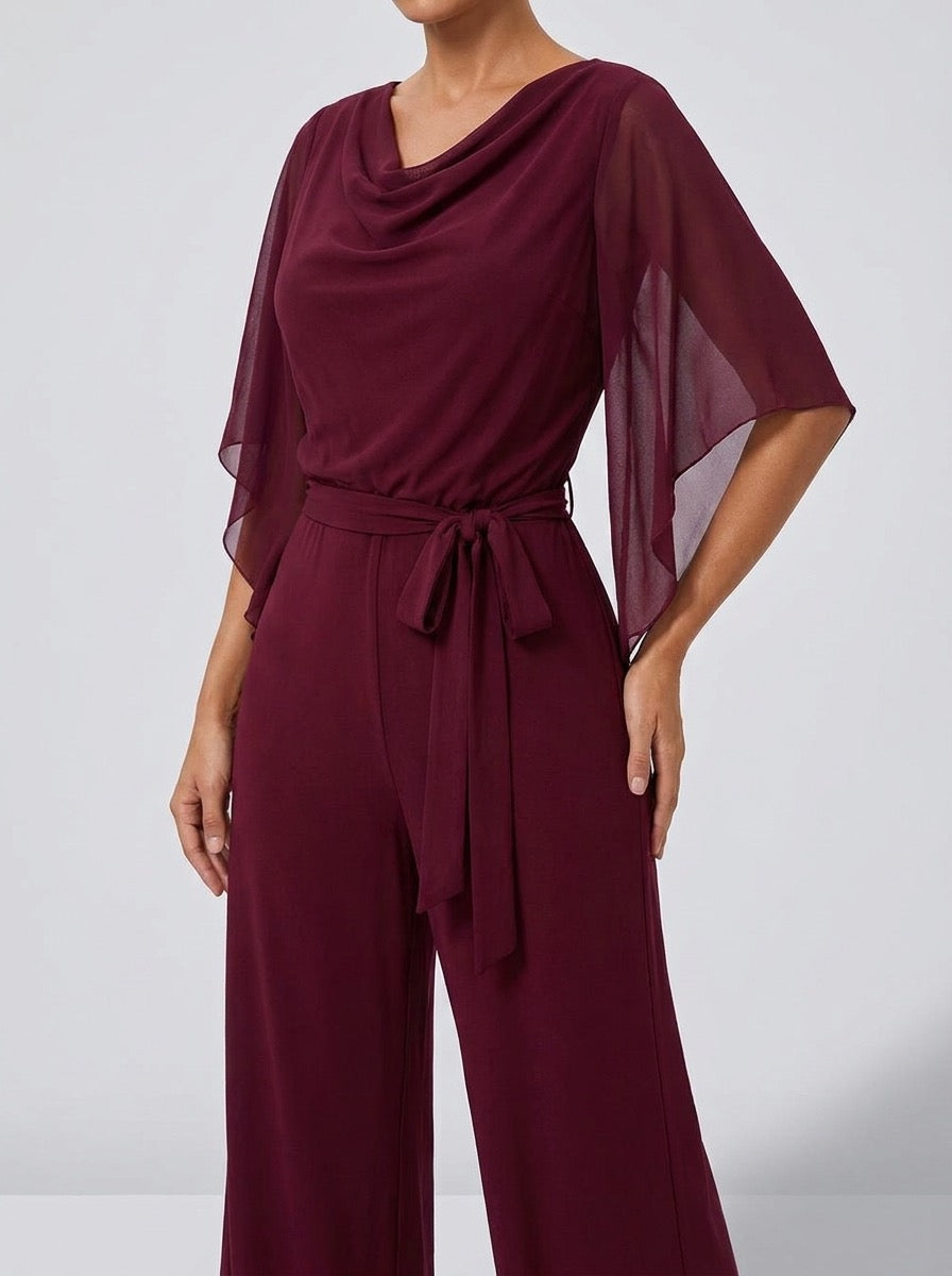 Ippolita Chiffon-Sleeve Wide-Leg Jumpsuit on model