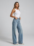 Isaura Vintage-Wash High-Waist Wide-Leg Jeans on model