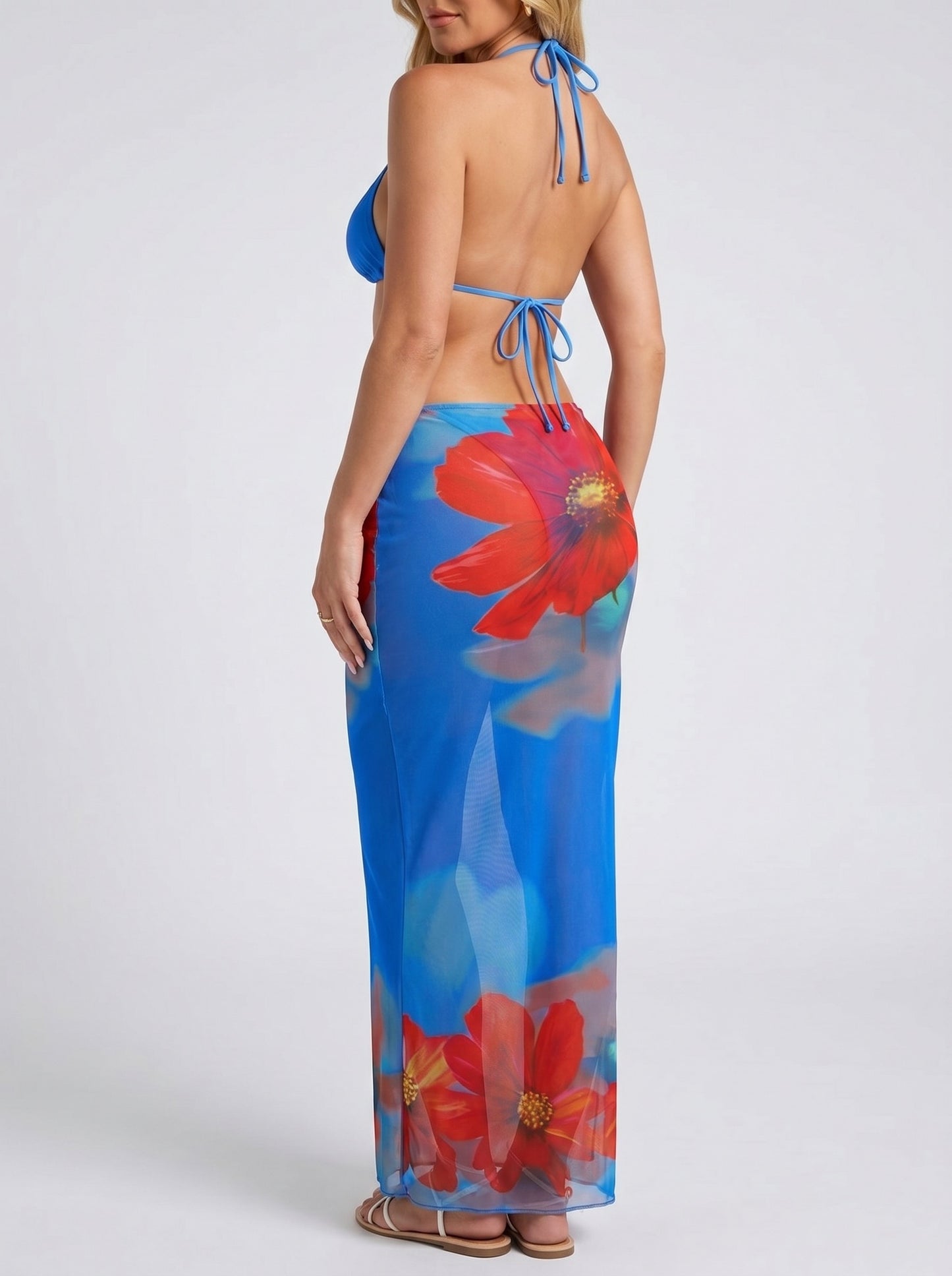 Isla Floral Bikini & Sarong Set on model