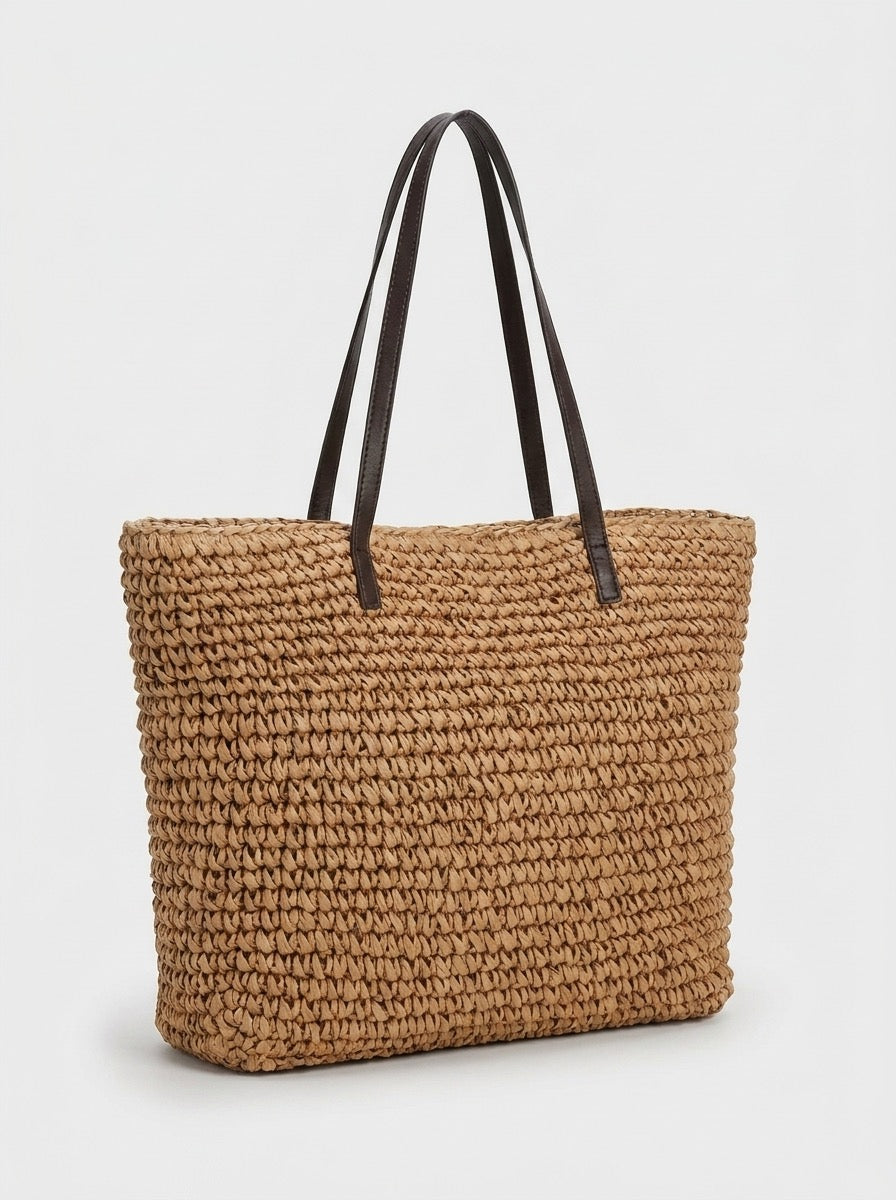 Lauretta Straw Woven Shoulder Bag on model