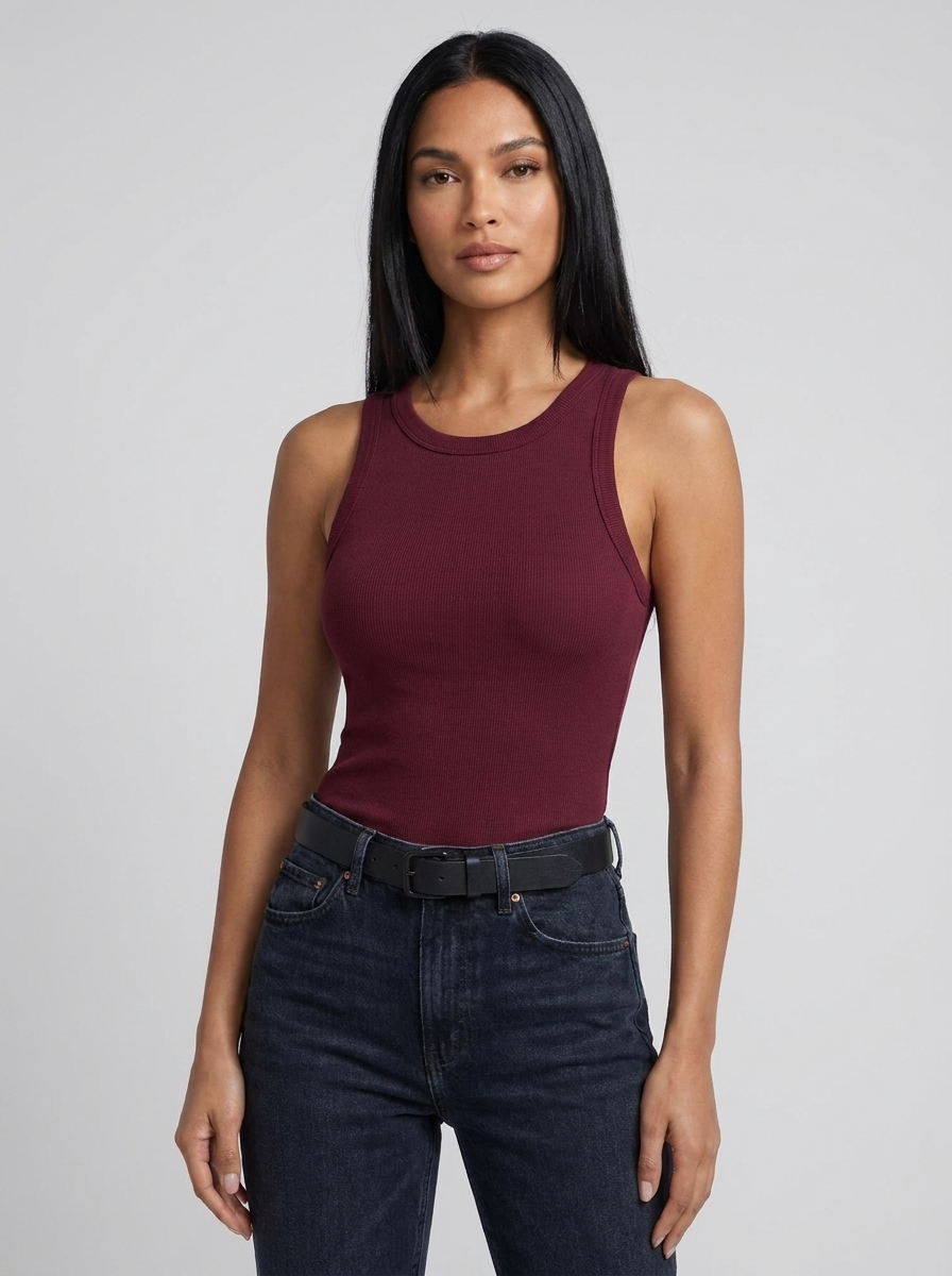 Lia Ribbed Scoop Tank — Oli Amore