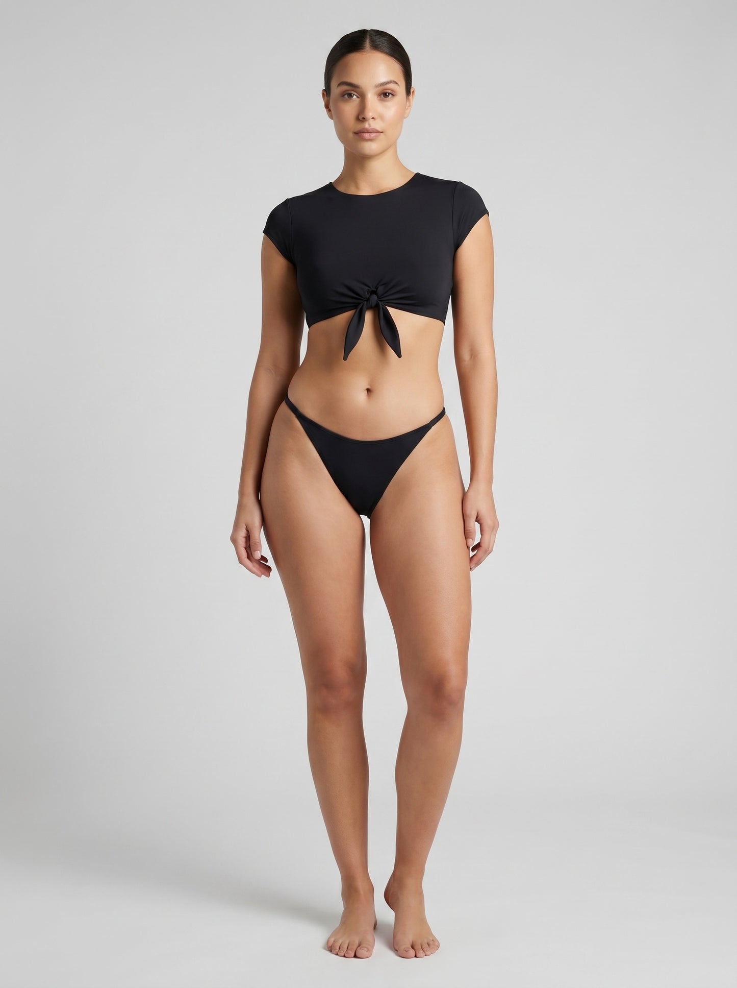 Lia Cap-Sleeve Crop Bikini Set on model