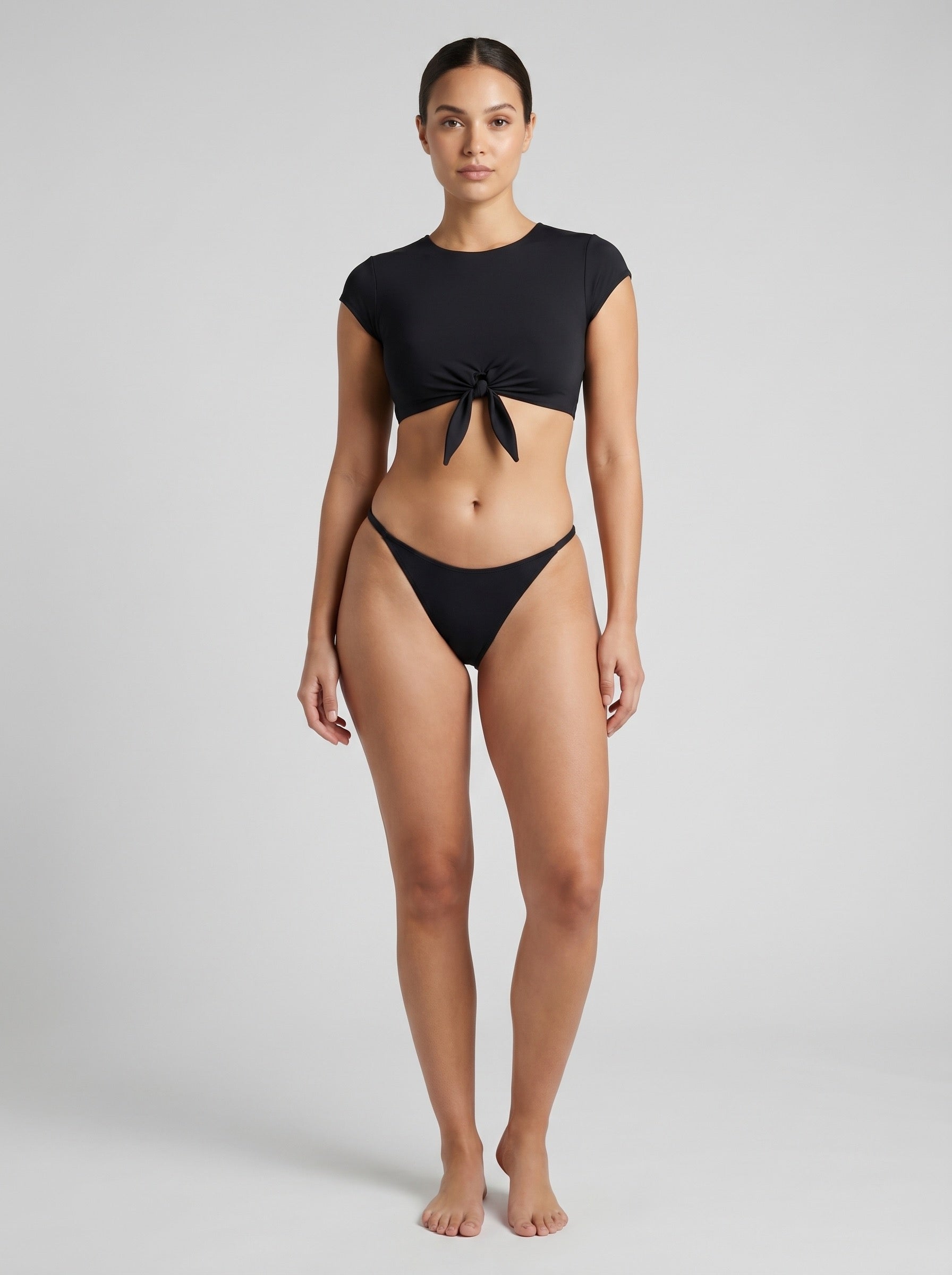 Lia Cap-Sleeve Crop Bikini Set on model