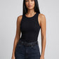 Lia Ribbed Scoop Tank on model