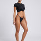 Lia Cap-Sleeve Crop Bikini Set on model