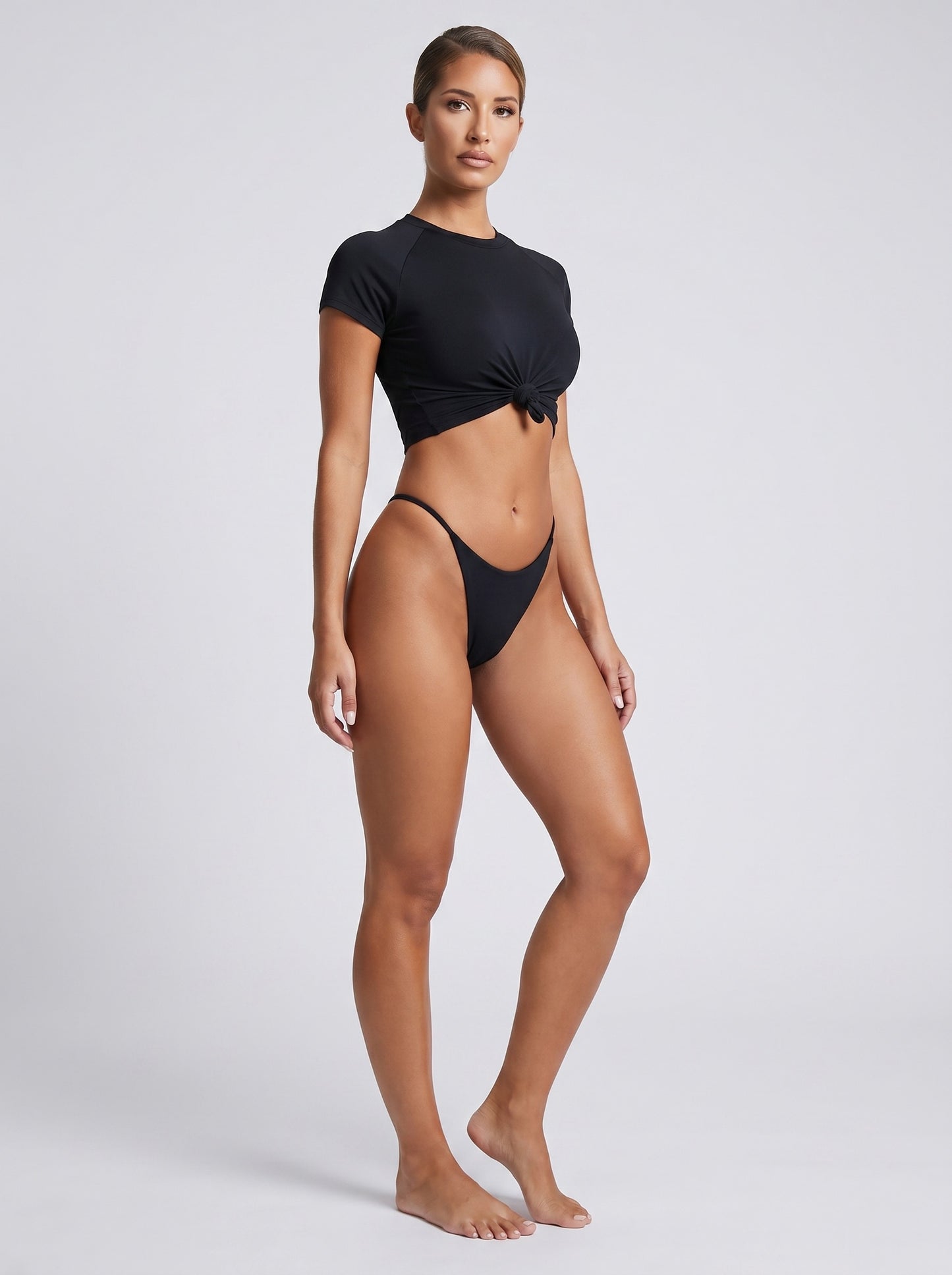 Lia Cap-Sleeve Crop Bikini Set on model