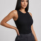 Lia Ribbed Scoop Tank on model