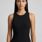 Lia Ribbed Scoop Tank on model