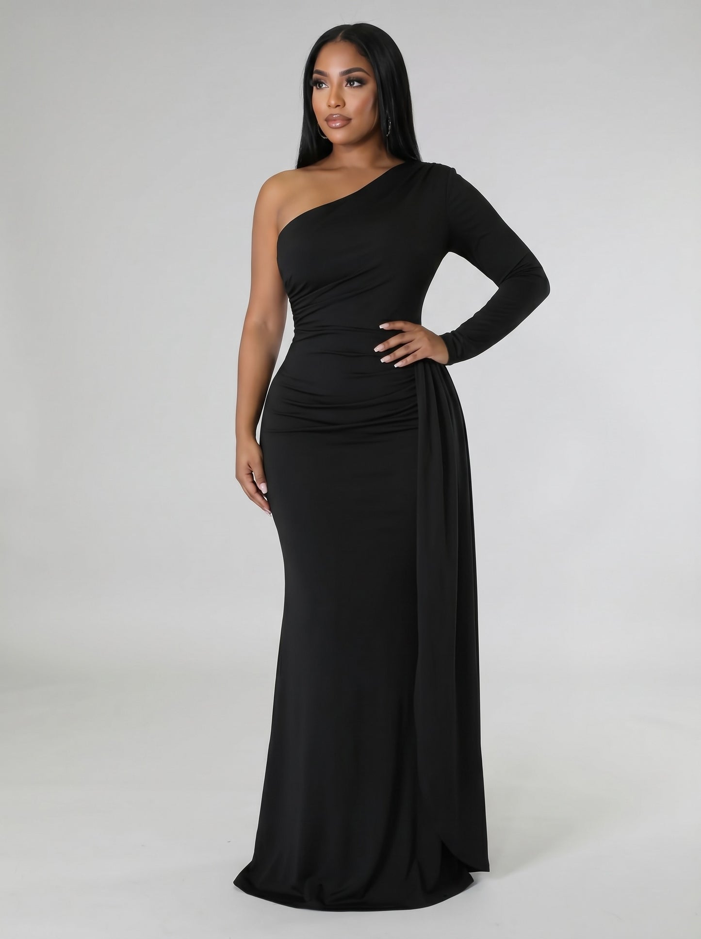 Liliana One-Shoulder Gown on model