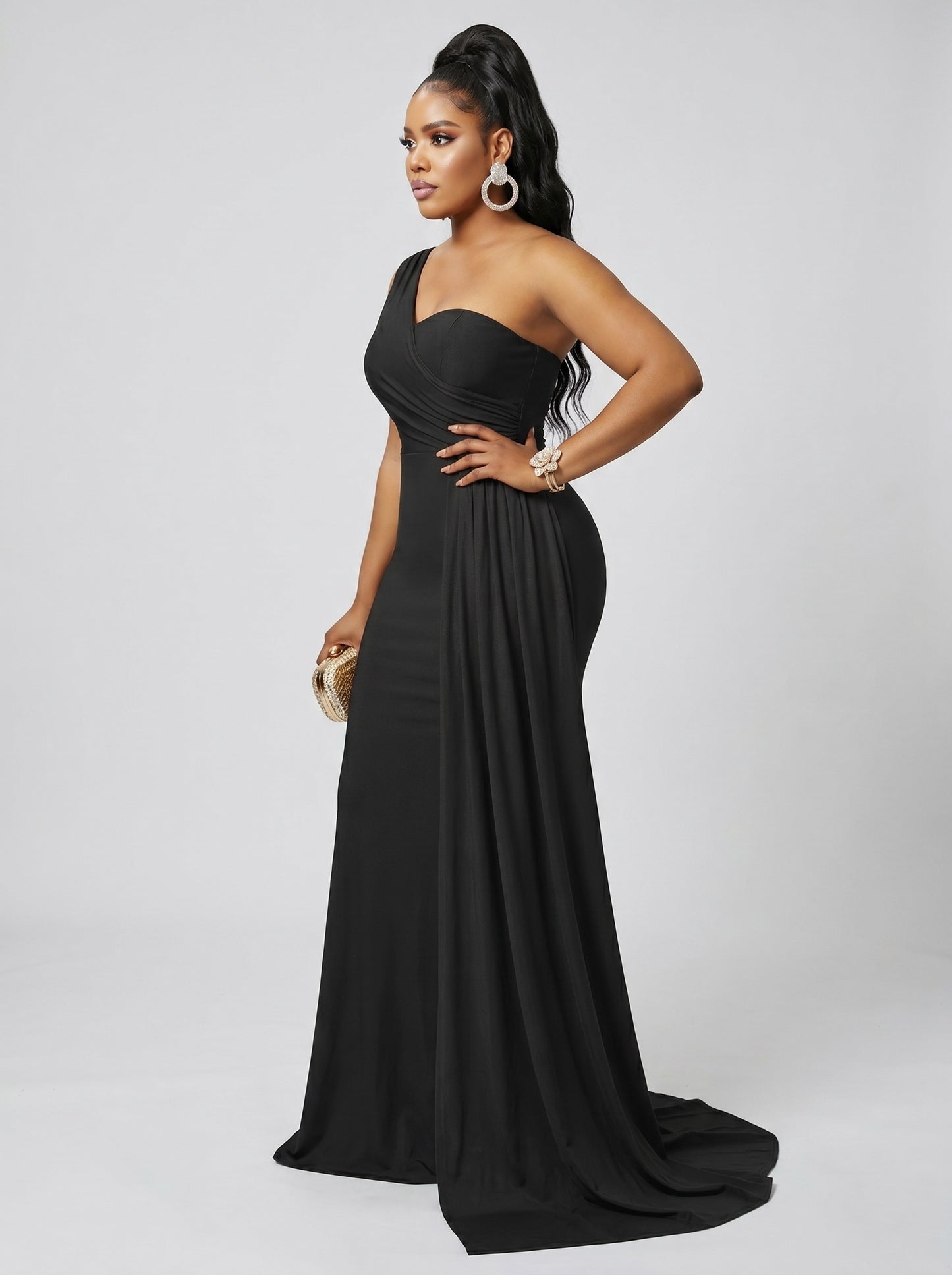 Liliana One-Shoulder Gown on model