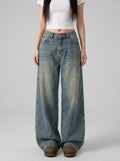 Livia Baggy Wide-Leg Jean on model