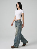 Livia Baggy Wide-Leg Jean on model
