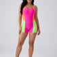 Lola Colorblock Romper Swimsuit on model