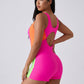 Lola Colorblock Romper Swimsuit on model