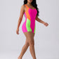 Lola Colorblock Romper Swimsuit on model