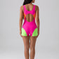Lola Colorblock Romper Swimsuit on model