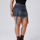 Lucia Cargo Tether Denim Mini Skirt on model